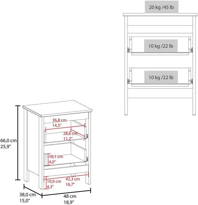 Alt view image 4 of 7 - Newcastle Nightstand Two Drawer And Open Shelf, Modern Bedside Table, White