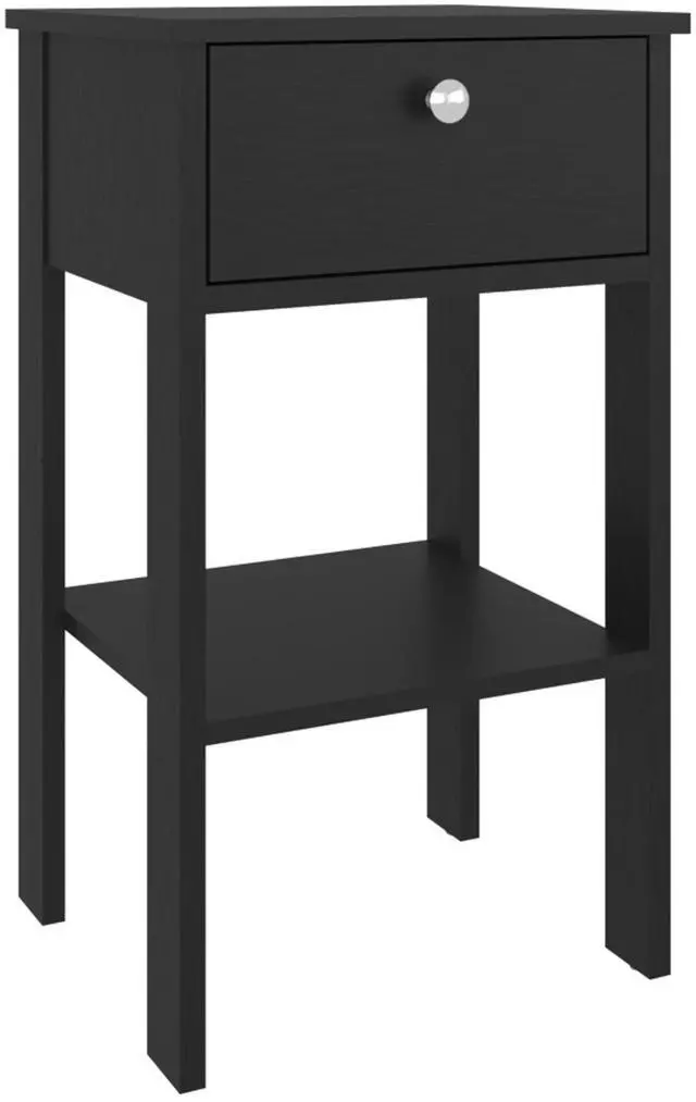 Alt view image 2 of 7 - Newcastle Nightstand With One Drawer And Open Shelf, Modern Bedside Table, Black