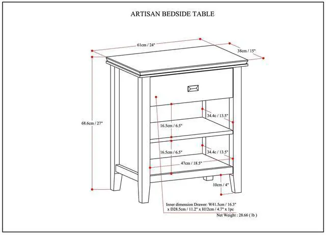 Alt view image 6 of 7 - Artisan - Bedside Table - Warm Walnut Brown