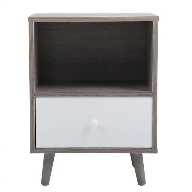 Main image of Set of 2 Low foot bedside table with drawer storage compartment - gray
