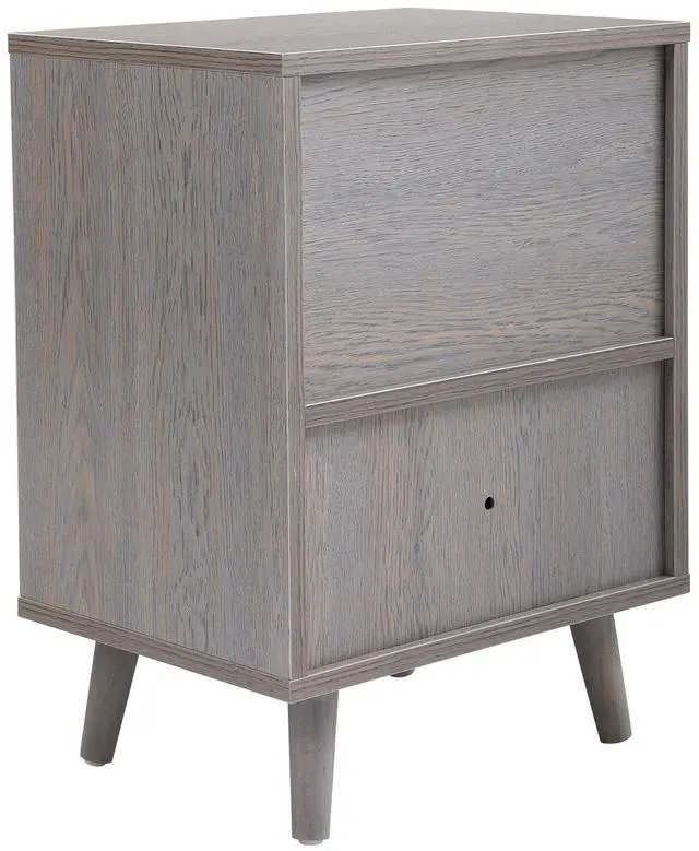 Alt view image 2 of 7 - Set of 2 Low foot bedside table with drawer storage compartment - gray