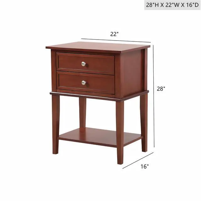 Alt view image 3 of 6 - Sleek Cherry Nightstand With Storage Shelf