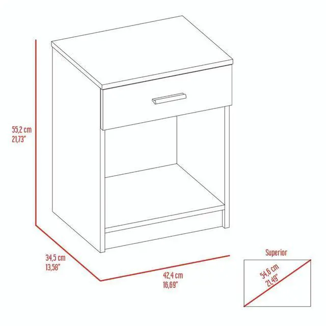Alt view image 6 of 6 - Nightstand Coco, Single Drawer, Lower Shelf, White Finish