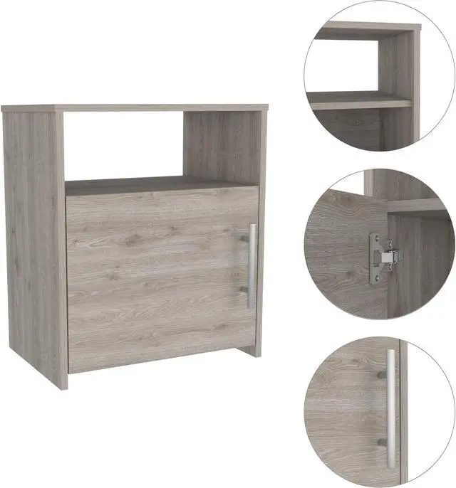 Alt view image 2 of 4 - Nightstand Cuarzz, One Cabinet, Light Gray Finish