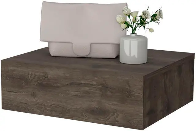 Alt view image 5 of 7 - Dark Brown Wall-Mounted Floating Nightstand