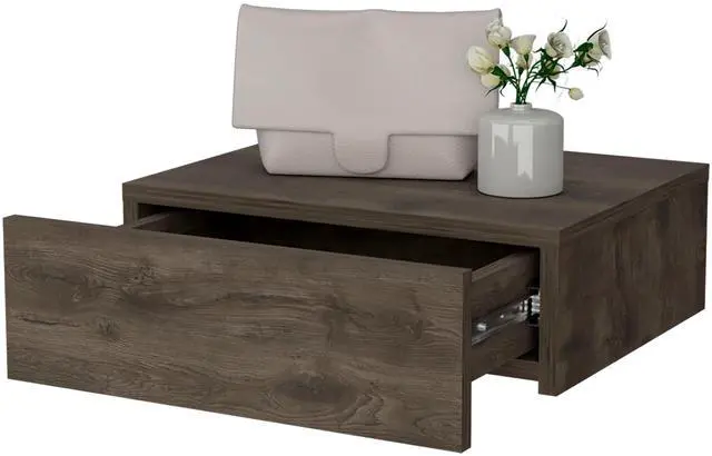 Alt view image 6 of 7 - Dark Brown Wall-Mounted Floating Nightstand