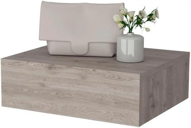 Alt view image 5 of 7 - Light Gray Wall-Mounted Floating Nightstand