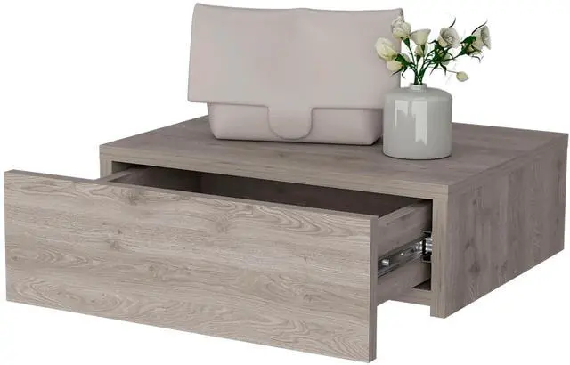 Alt view image 6 of 7 - Light Gray Wall-Mounted Floating Nightstand