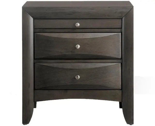 Alt view image 2 of 7 - Grey Oak Nightstand with 2 Drawers