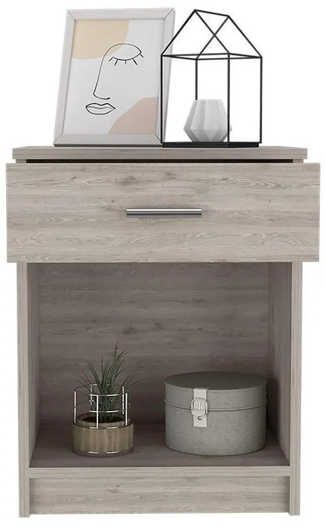 Alt view image 5 of 7 - Eco Nightstand , End Table, Side Table Superior Top,  One Drawer, Lower Shelf -Light Gray