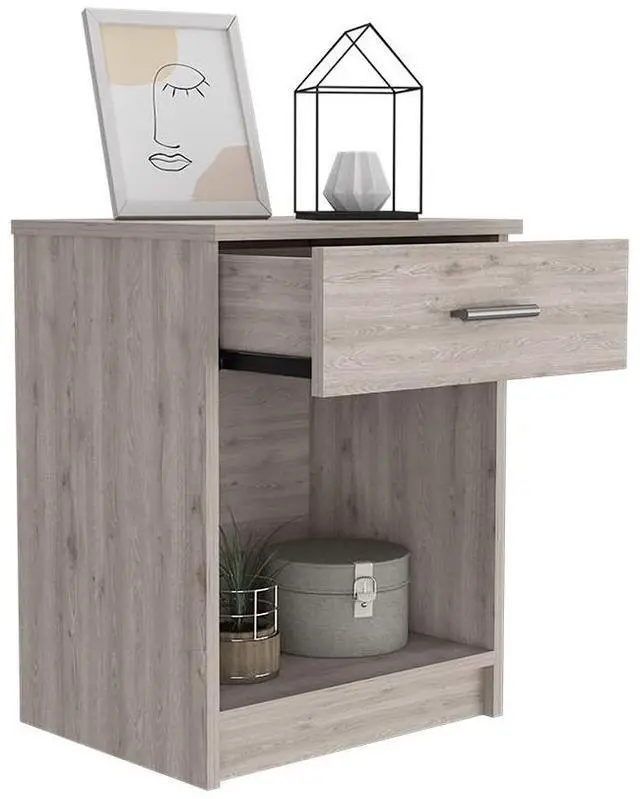Alt view image 7 of 7 - Eco Nightstand , End Table, Side Table Superior Top,  One Drawer, Lower Shelf -Light Gray