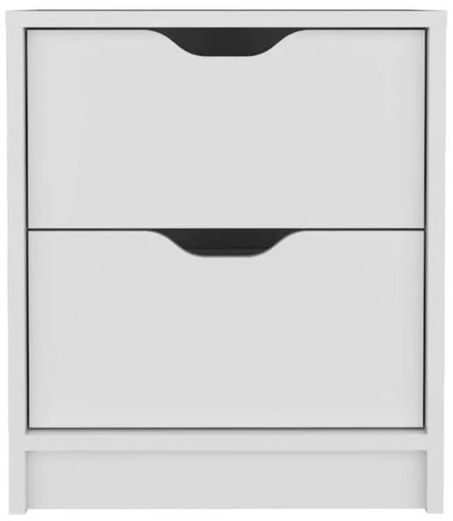 Alt view image 2 of 7 - Basilea 2 Drawers Nightstand , End Table, Side Table Pull Out System -White
