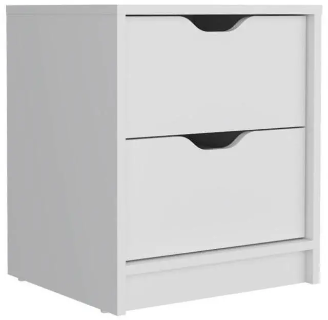 Alt view image 6 of 7 - Basilea 2 Drawers Nightstand , End Table, Side Table Pull Out System -White