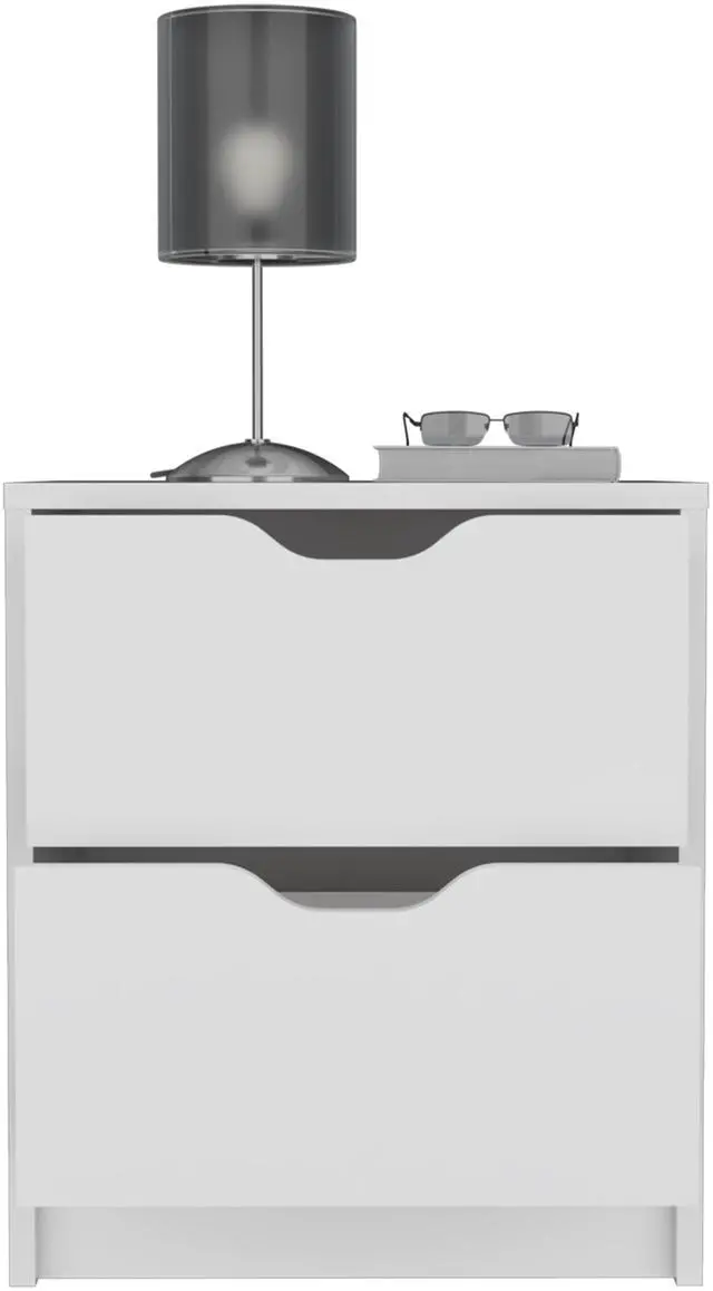 Alt view image 5 of 7 - Basilea 2 Drawers Nightstand , End Table, Side Table Pull Out System -White