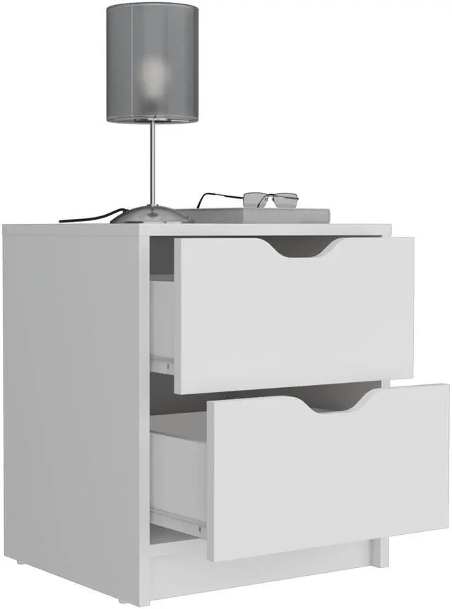 Alt view image 7 of 7 - Basilea 2 Drawers Nightstand , End Table, Side Table Pull Out System -White