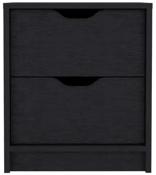 Alt view image 2 of 7 - Basilea 2 Drawers Nightstand , End Table, Side Table Pull Out System -Black