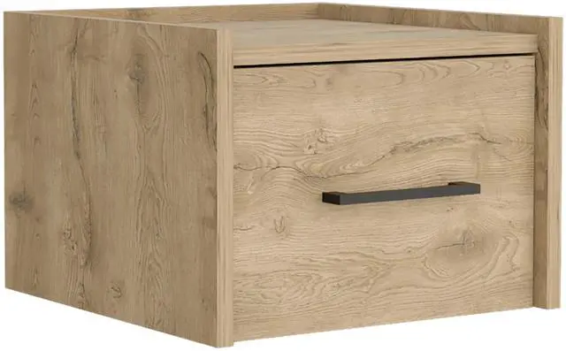 Alt view image 2 of 5 - Boa Floating Nightstand , End Table, Side Table Wall-Mounted Single Drawer Design with Handle- Macadamia - Bedroom