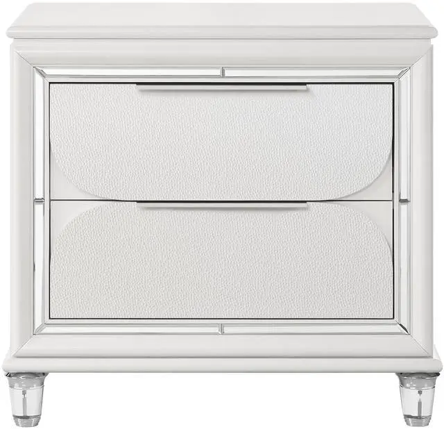 Alt view image 4 of 7 - Pearl White 2-Drawer Nightstand with Acrylic Crystal Legs