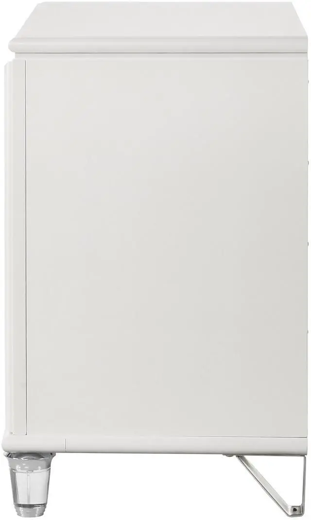 Alt view image 5 of 7 - Pearl White 2-Drawer Nightstand with Acrylic Crystal Legs