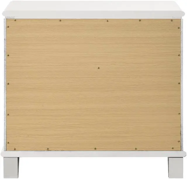 Alt view image 6 of 7 - Pearl White 2-Drawer Nightstand with Acrylic Crystal Legs