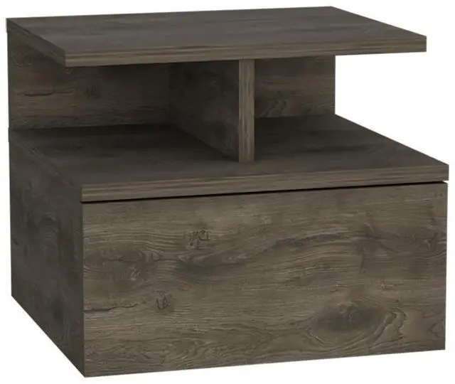 Alt view image 5 of 7 - Adele Floating Nightstand with Drawer and Open Storage Shelves