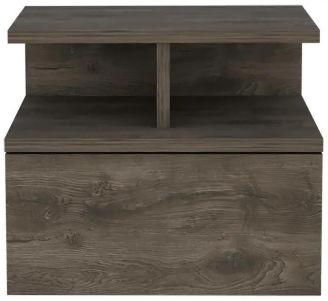 Alt view image 2 of 7 - Adele Floating Nightstand with Drawer and Open Storage Shelves