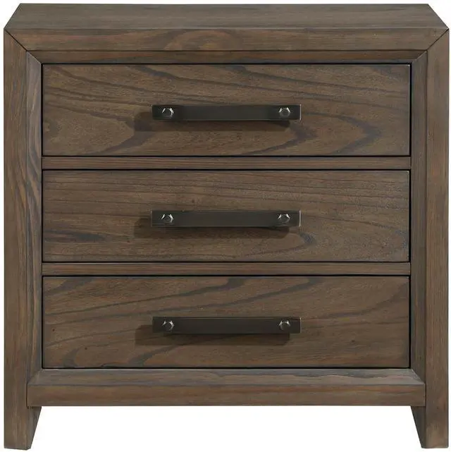 Main image of Dark Walnut Finish Nightstand of 3 Drawers Classic Design Bedroom Furniture 1pc