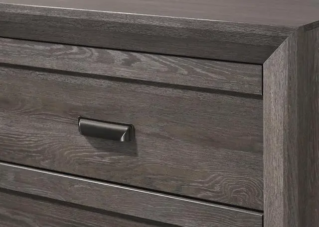 Alt view image 4 of 6 - 1pc Contemporary Nightstand End Table with Two Storage Drawers Brown Gray Finish Bedroom Wooden Furniture