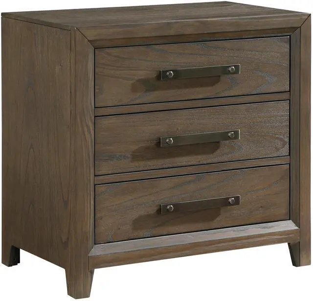 Alt view image 2 of 7 - Dark Walnut Finish Nightstand of 3 Drawers Classic Design Bedroom Furniture 1pc