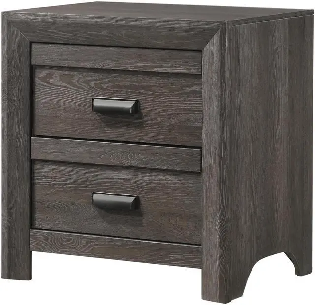 Alt view image 2 of 6 - 1pc Contemporary Nightstand End Table with Two Storage Drawers Brown Gray Finish Bedroom Wooden Furniture