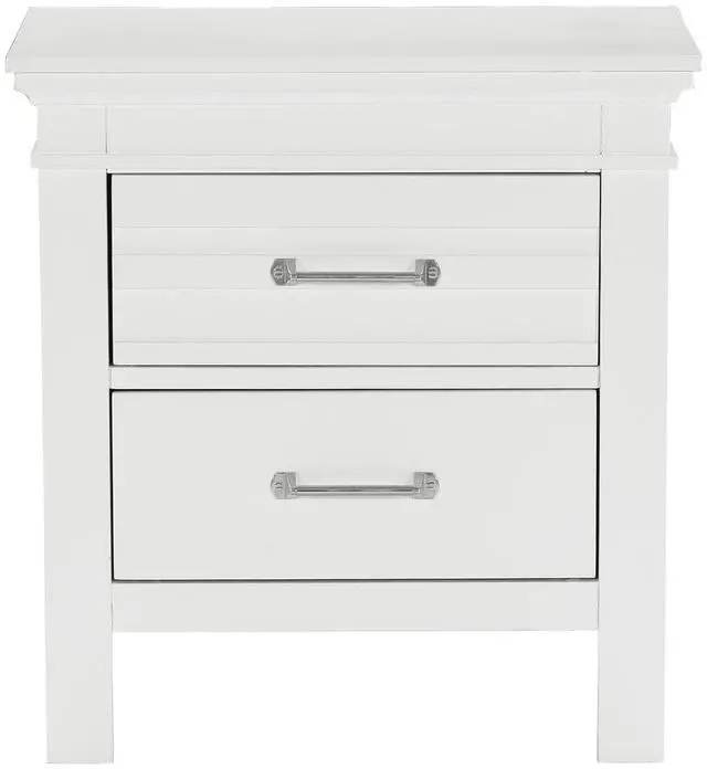 Main image of 2 Drawers White Finish Nightstand Transitional Style Wooden Bedroom Furniture 1pc Bed-Side Cabinet Table
