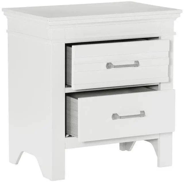 Alt view image 2 of 7 - 2 Drawers White Finish Nightstand Transitional Style Wooden Bedroom Furniture 1pc Bed-Side Cabinet Table