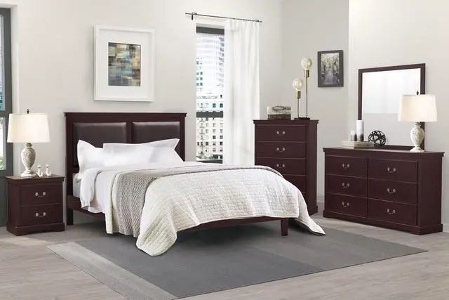 Alt view image 6 of 7 - 1pc Classic Traditional 2 Drawers Nightstand Cherry Finish Bedroom Furniture Wooden Bedside Table Cabinet