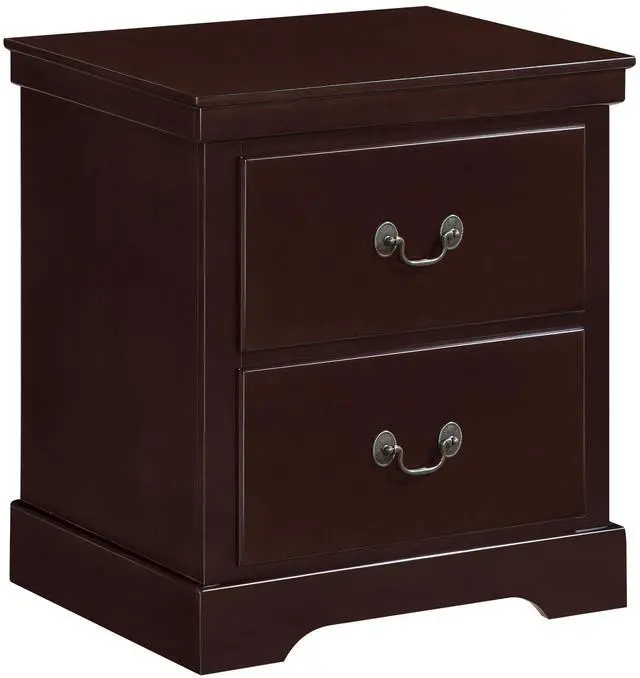 Alt view image 3 of 7 - 1pc Classic Traditional 2 Drawers Nightstand Cherry Finish Bedroom Furniture Wooden Bedside Table Cabinet