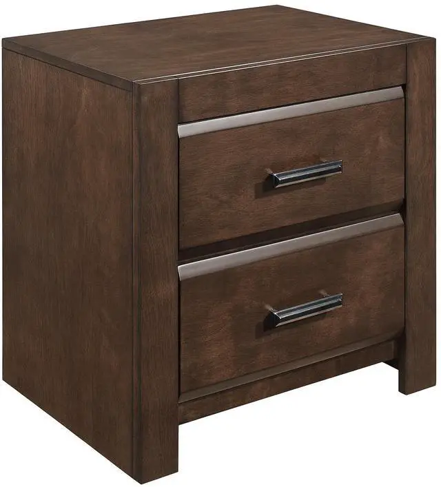 Alt view image 2 of 5 - Espresso Finish Two Drawers Nightstand 1pc Contemporary Bold Framing Wooden Bedroom Furniture