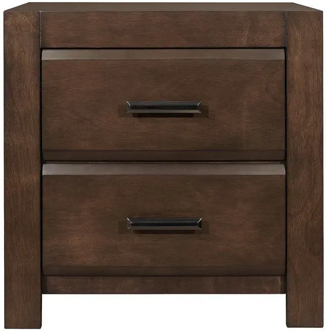 Main image of Espresso Finish Two Drawers Nightstand 1pc Contemporary Bold Framing Wooden Bedroom Furniture