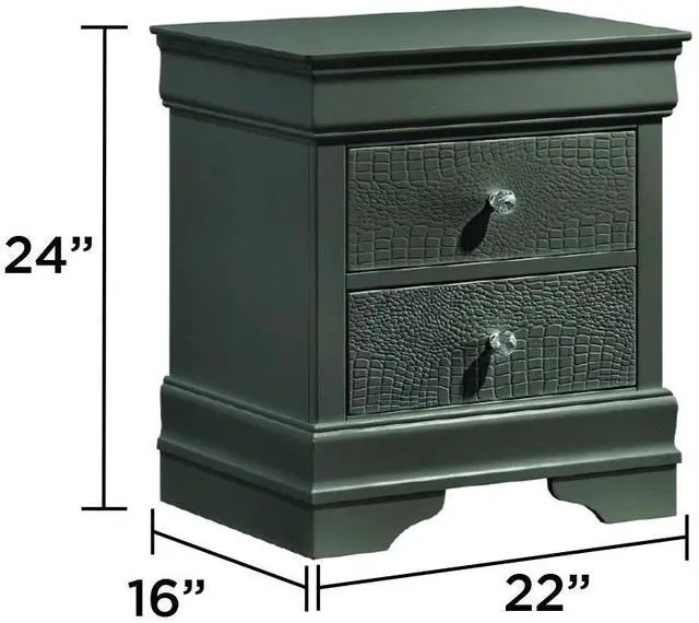 Alt view image 2 of 5 - Blaze Modern Style 2-Drawer Night stand Made with Wood in Metallic Gray same as B009P286644 (CA inventory)