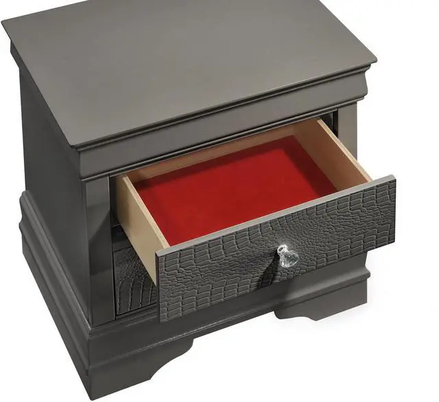 Alt view image 5 of 5 - Blaze Modern Style 2-Drawer Night stand Made with Wood in Metallic Gray same as B009P286644 (CA inventory)