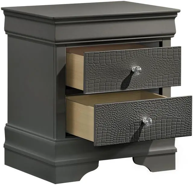 Alt view image 3 of 5 - Blaze Modern Style 2-Drawer Night stand Made with Wood in Metallic Gray same as B009P286644 (CA inventory)