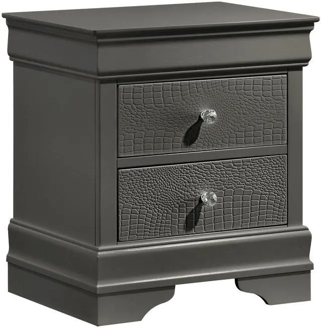 Alt view image 4 of 5 - Blaze Modern Style 2-Drawer Night stand Made with Wood in Metallic Gray same as B009P286644 (CA inventory)