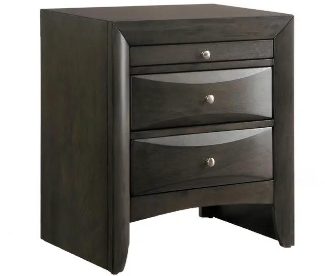 Main image of Grey Oak Nightstand with 2 Drawers