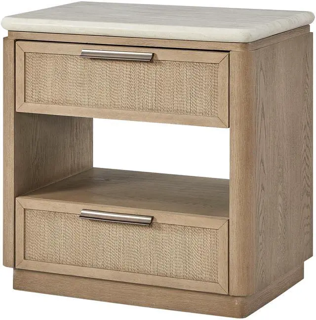 Alt view image 3 of 4 - Two Drawer Nightstand with Rope Drawer Fronts