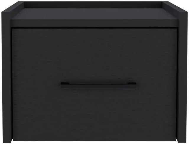 Alt view image 5 of 5 - Boa Floating Nightstand , End Table, Side Table Wall-Mounted Single Drawer Design with Handle- Black - Bedroom