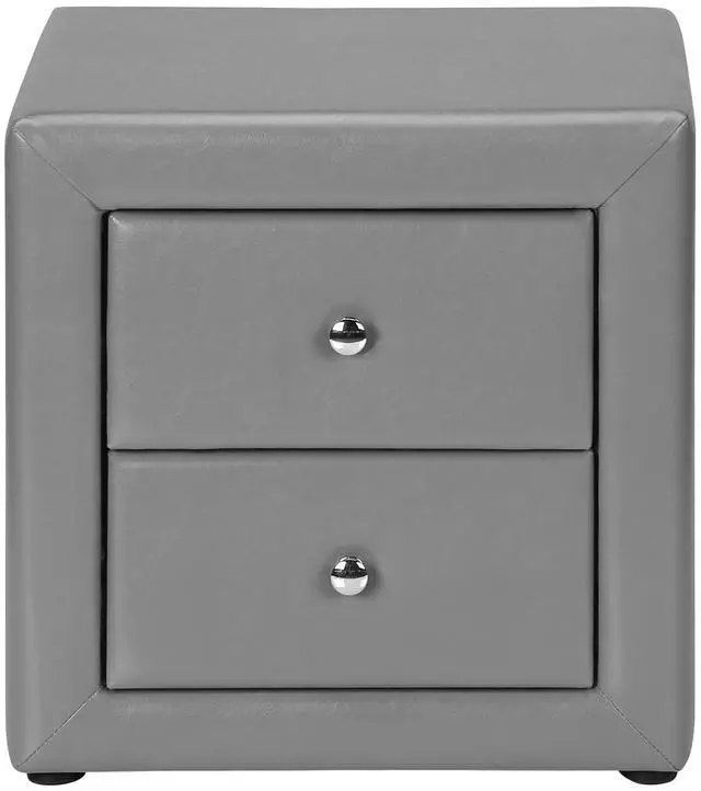 Alt view image 6 of 7 - Nightstand, Nightstand, End, Side, Lamp, Storage Drawer, Bedroom, Upholstered, Grey Leather Look, Transitional
