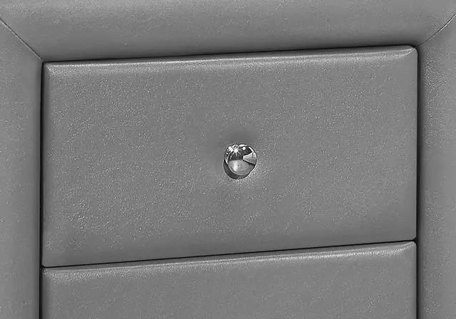 Alt view image 2 of 7 - Nightstand, Nightstand, End, Side, Lamp, Storage Drawer, Bedroom, Upholstered, Grey Leather Look, Transitional