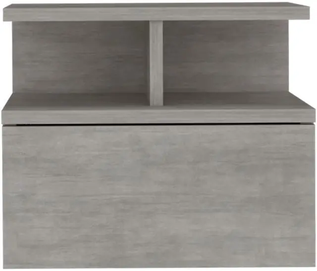 Alt view image 2 of 7 - Adele Floating Nightstand with Drawer and Open Storage Shelves