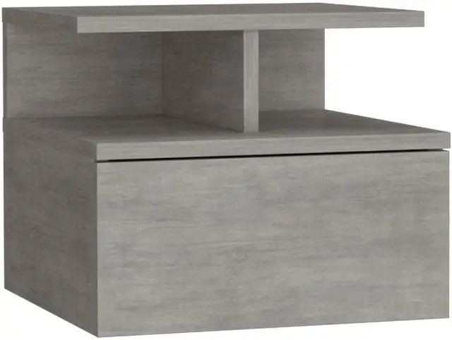 Alt view image 6 of 7 - Adele Floating Nightstand with Drawer and Open Storage Shelves