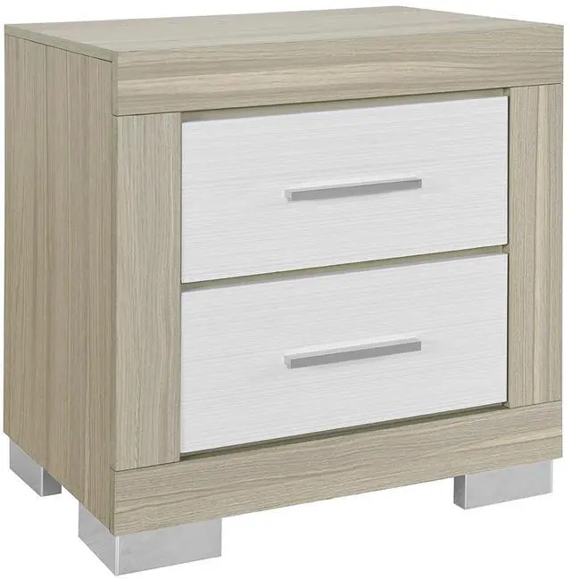 Alt view image 3 of 6 - ELSA NATURAL AND WHITE NIGHTSTAND