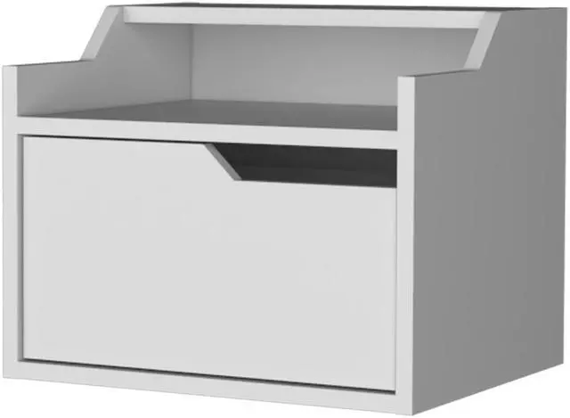 Alt view image 4 of 7 - Florence Floating Nightstand with Drawer and Dual-Shelf Display