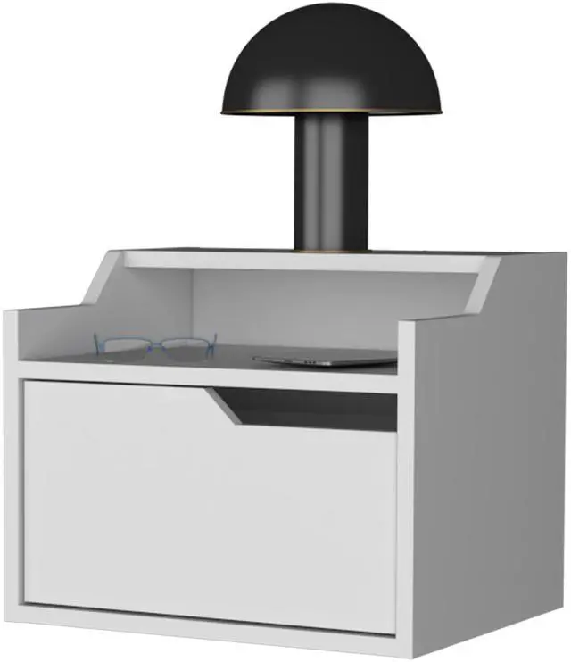 Alt view image 6 of 7 - Florence Floating Nightstand with Drawer and Dual-Shelf Display